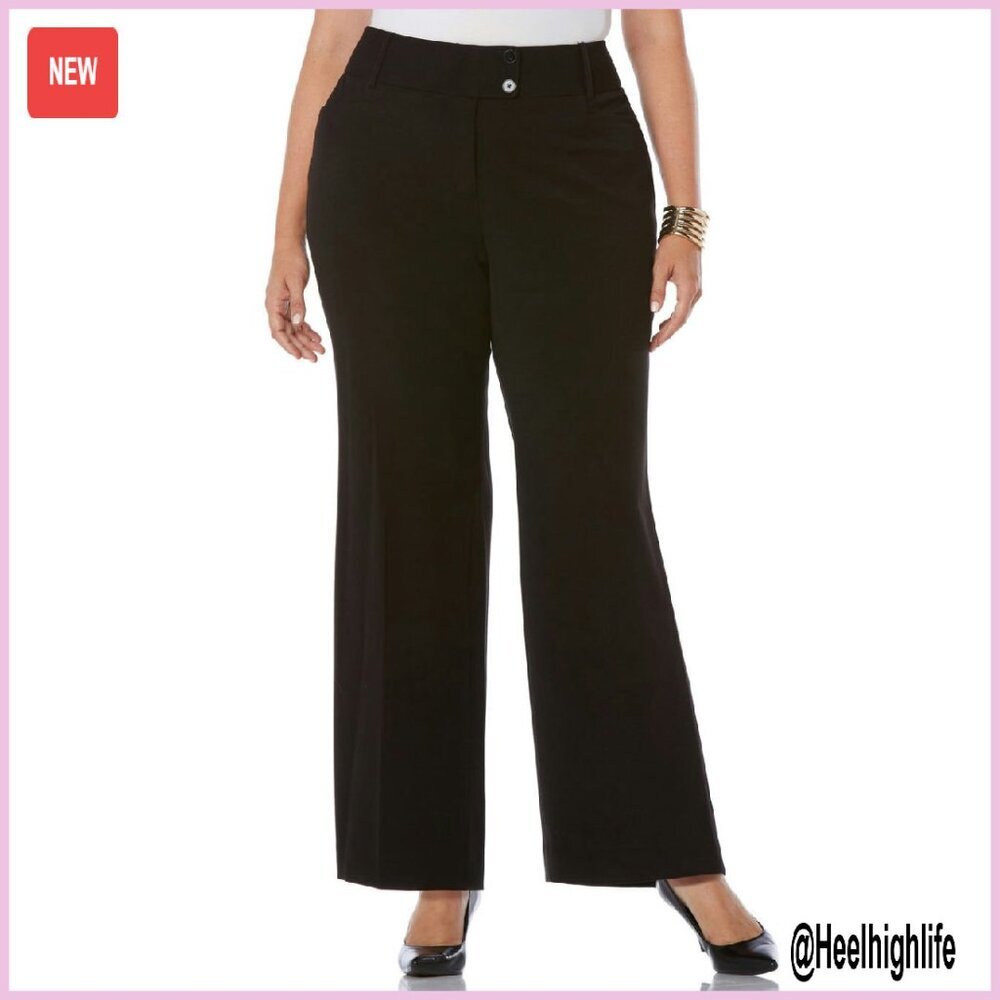 Plus Size Gabardine Bootcut Dress Pants Curvy Fit Stretch - Picture 1 of 4